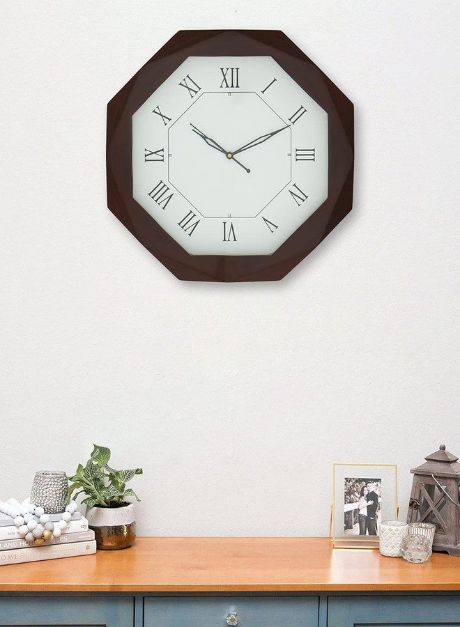 CHRONIKLE Beautiful Octagon Shaped Wooden Case Roman Numbers Wall Clock for Living Room Home Decorations Office Gifts (Size: 33.5 x 4.5 x 33.5 CM | Weight: 1080 Gram | Color: Rosewood) - Image 2
